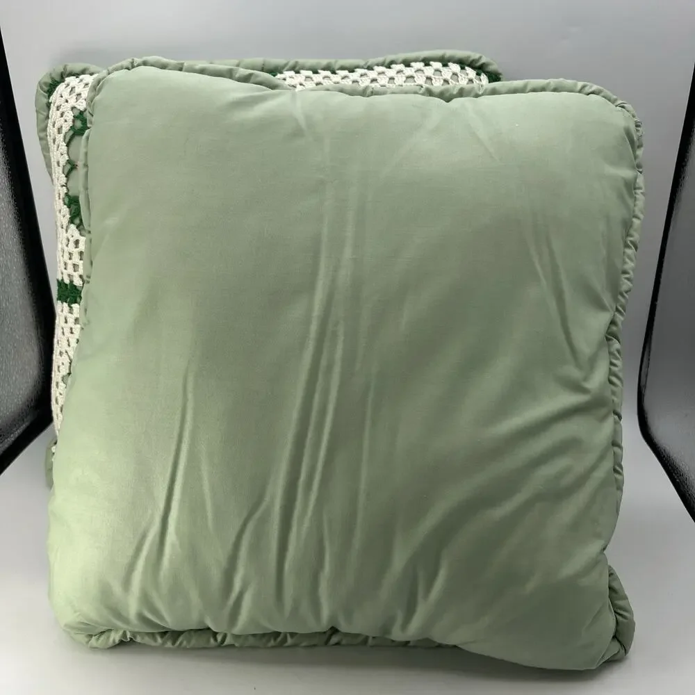 Vintage Hand Crocheted Granny Square Accent Pillow 14